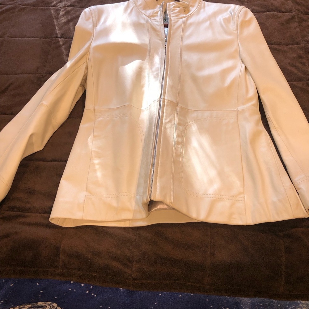 Women's Cream Leather Jacket